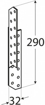 Sparrenpfettenanker 32x290x2,0mm LK8 rechts