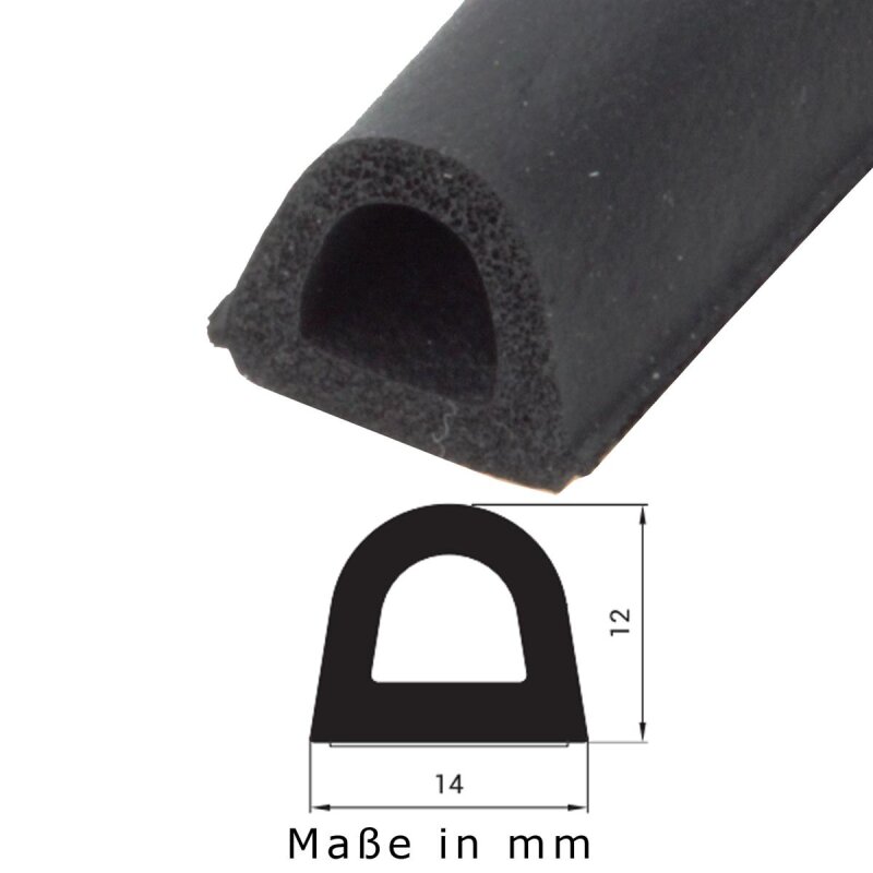 Größen Gummi-,Tür-,Fensterdichtung Profil D selbstklebend Dichtband schwarz ver 