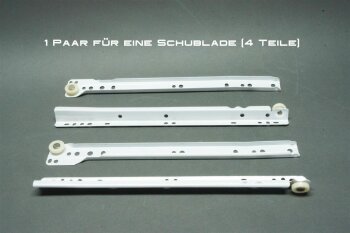 Laufschienen 21mm Schubladenschiene mit Rollenführung 25 cm