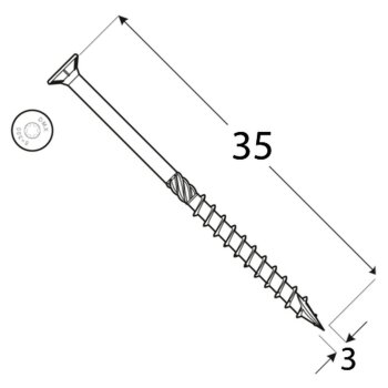 Holzschrauben Großpack 30- 400 mm Senkkopf TX T10 3x35 mm - 500 Stk.