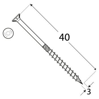 Holzschrauben Großpack 30- 400 mm Senkkopf TX T10 3x40 mm - 500 Stk.
