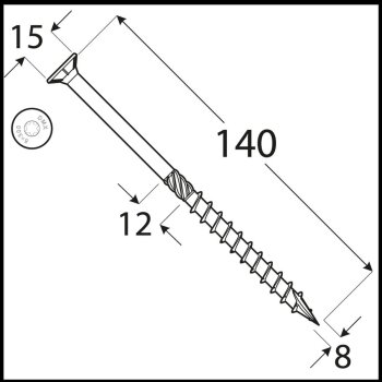 Holzschrauben Großpack 30- 400 mm Senkkopf TX T40 8x140 mm - 50 Stk.