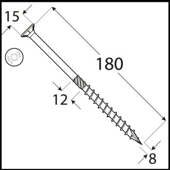 Holzschrauben Großpack 30- 400 mm Senkkopf TX T40 8x180 mm - 50 Stk.