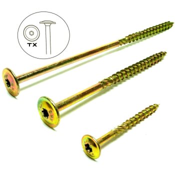 Holzschrauben Großpack 45- 400 mm Tellerkopf TX T30 6x180 mm - 100 Stk.
