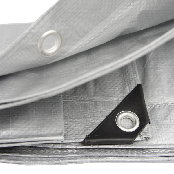 Abdeckplane Gewebeplane mit Ösen 1,5m - 20m Länge 120 g/m² - silber 4m x 6m