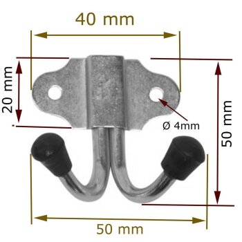 Gerätehaken double 5cm blau