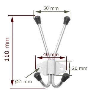 Gerätehaken quadro 11cm rot