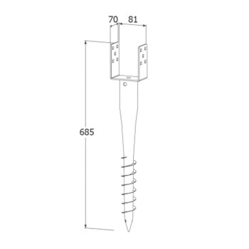 Einschraubbodenhülsen Typ U 71 - 121 mm 81 x 685 mm