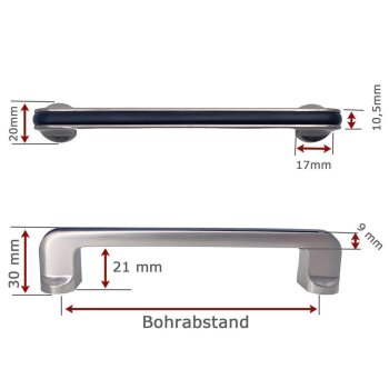 Möbelgriff - Vernon 128 mm Nickel matt/schwarz