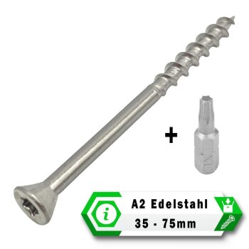 Terrassenschrauben A2 Edelstahl Senkkopf Großpack 4,2 x 35 mm - 200 Stk.