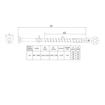 Holzbauschrauben Edelstahl Senkkopf A2 Großpack 3,0...