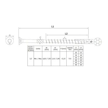 Holzbauschrauben Edelstahl Senkkopf A2 Großpack 3,5...