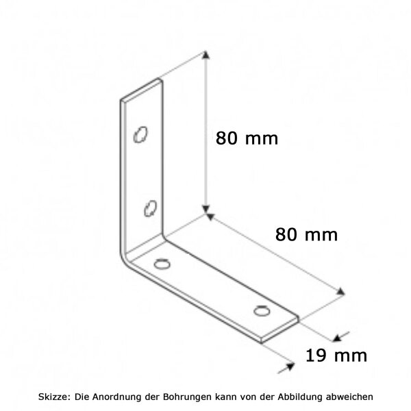 Stuhlwinkel schmal 80x80x19x2mm KW80