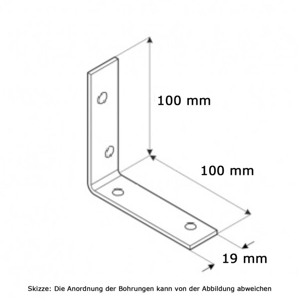 Stuhlwinkel schmal 100x100x19x2mm KW100