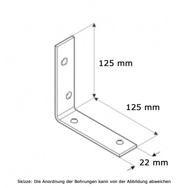 Stuhlwinkel schmal 125x125x22x2mm KW125