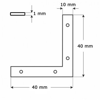 Flachwinkel 40x40x10x1mm NA40 (4 Stk.)
