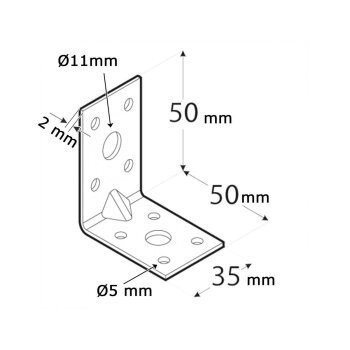Winkelverbinder mit Sicke 50x50x35x2,0mm KPL5