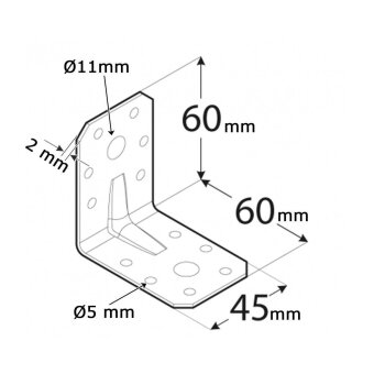 Winkelverbinder mit Sicke 60x60x45x2,0mm KPL6