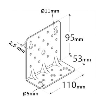 Schwerlast-Winkelverbinder mit Doppelsicke 95x53x110x2,5mm KPK13