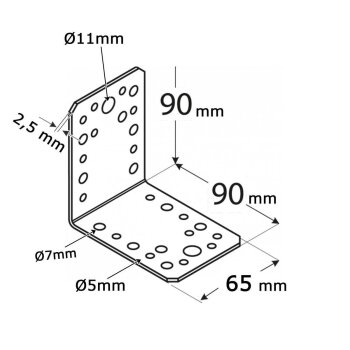 Winkelverbinder 90x90x65x2,5mm KL4