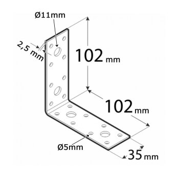 Winkelverbinder 102x102x35x2,5mm KL6