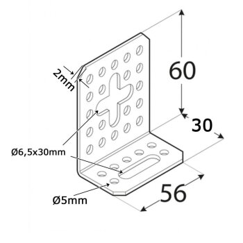 Verstellwinkel beidseitig 60x30x56x2,0mm KRD5