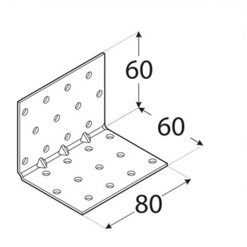 Lochplattenwinkel mit Sicke 60x60x80x1,5mm KMP6
